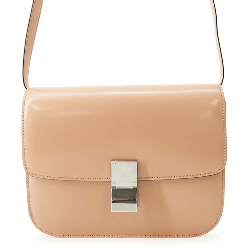Celine Classic Box Flap Bag neutral nude Beige Cream smooth calfskin leather